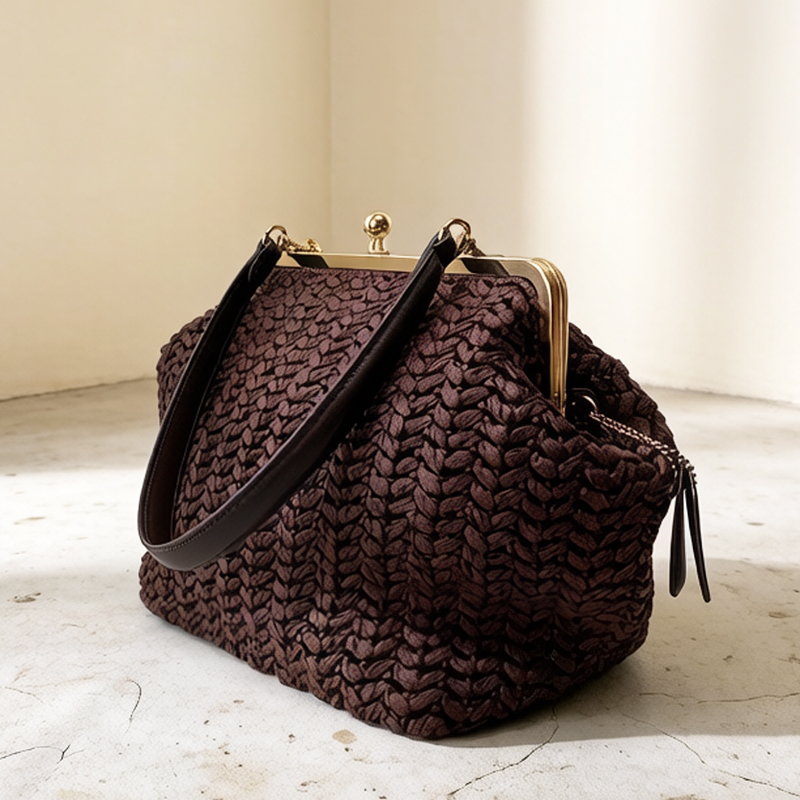 Luxury Bags 2026 - Handgewebte Kisslock-Rahmen-Schultertaschen aus Raffia für Damen