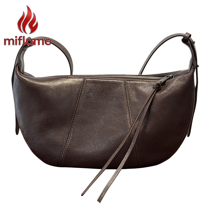 Quiet Luxury Bags Crossbody - Echte Leder-Hobo-Tasche für Damen, pflanzlich gegerbt,