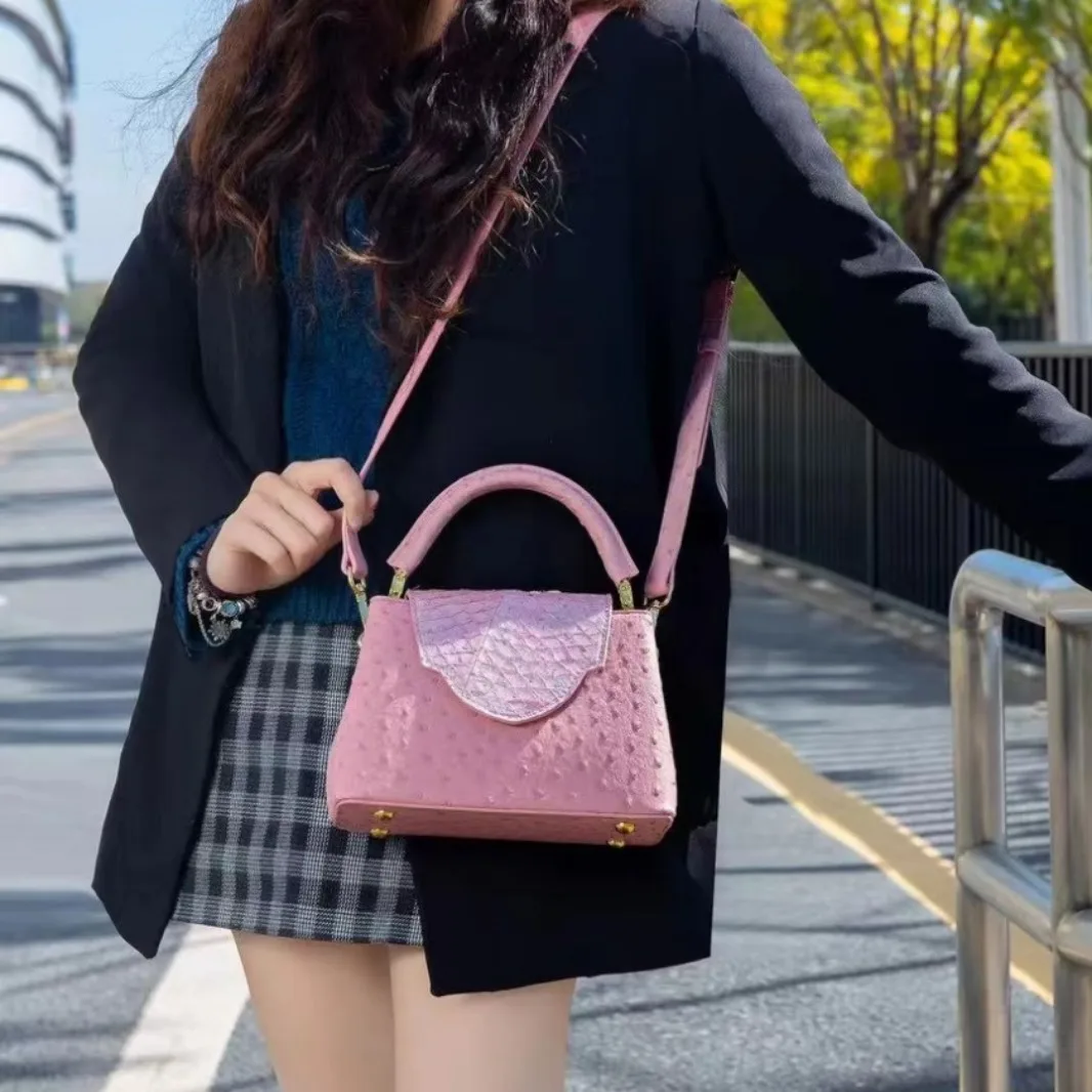 Luxury Bags For Women Sale - HXia Luxuriöse Quadratische Damenhandtasche Straußenleder-Optik Mode