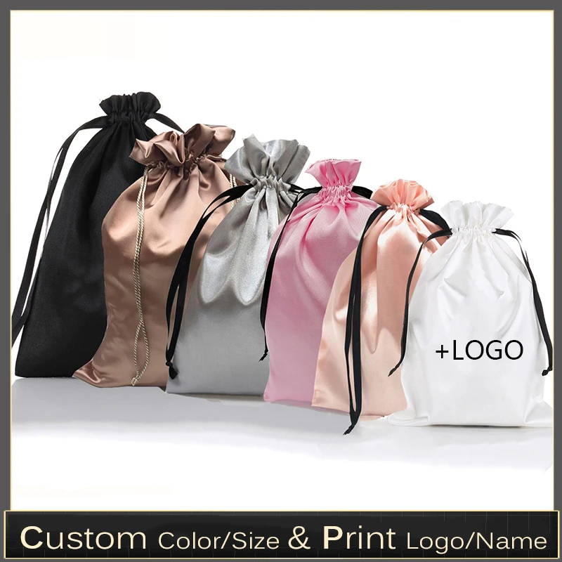 Luxury Bags Outlet - 10 Stück Maßgefertigte Satin-Haarverlängerungsbeutel Luxuswaren Seidenverpackung