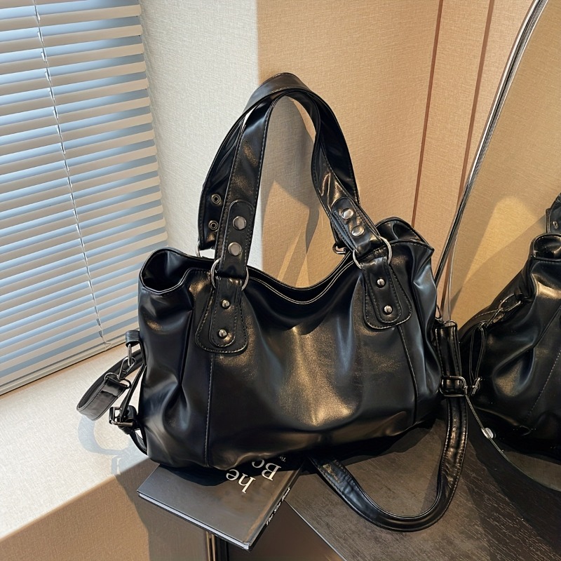 Luxury Bags Vip - Vintage-Lederhandtasche mit großem Fassungsvermögen und Reißverschluss,