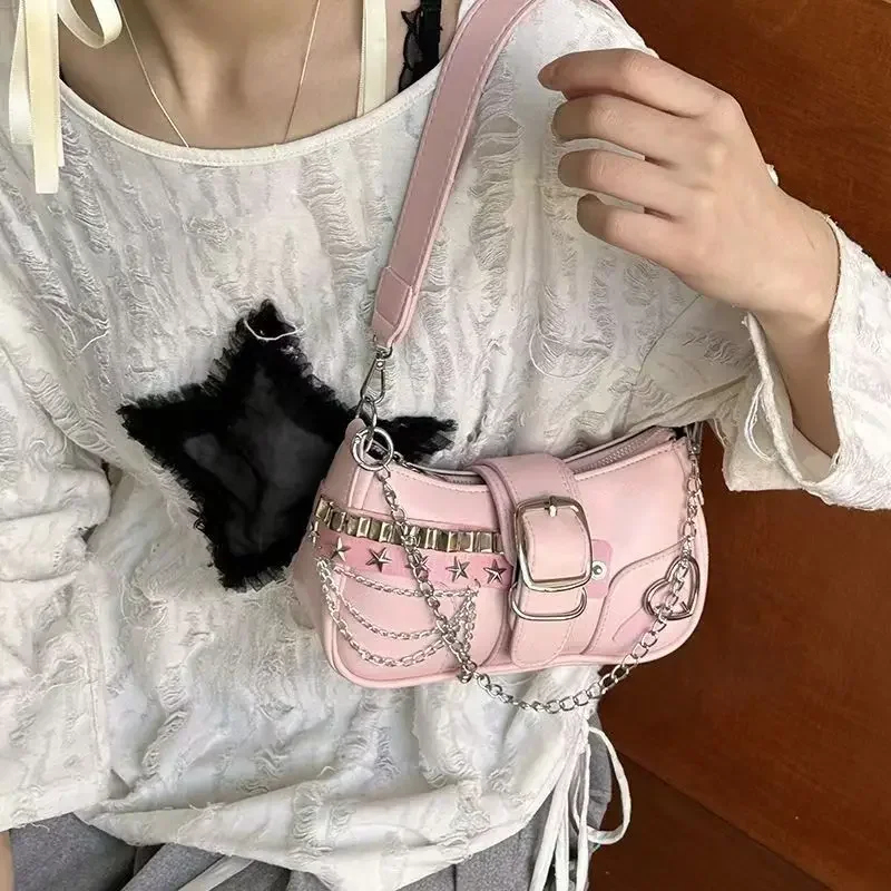 Luxury Y2K Bags - Luxuriöse Y2K PU-Leder Schultertasche für Mädchen,