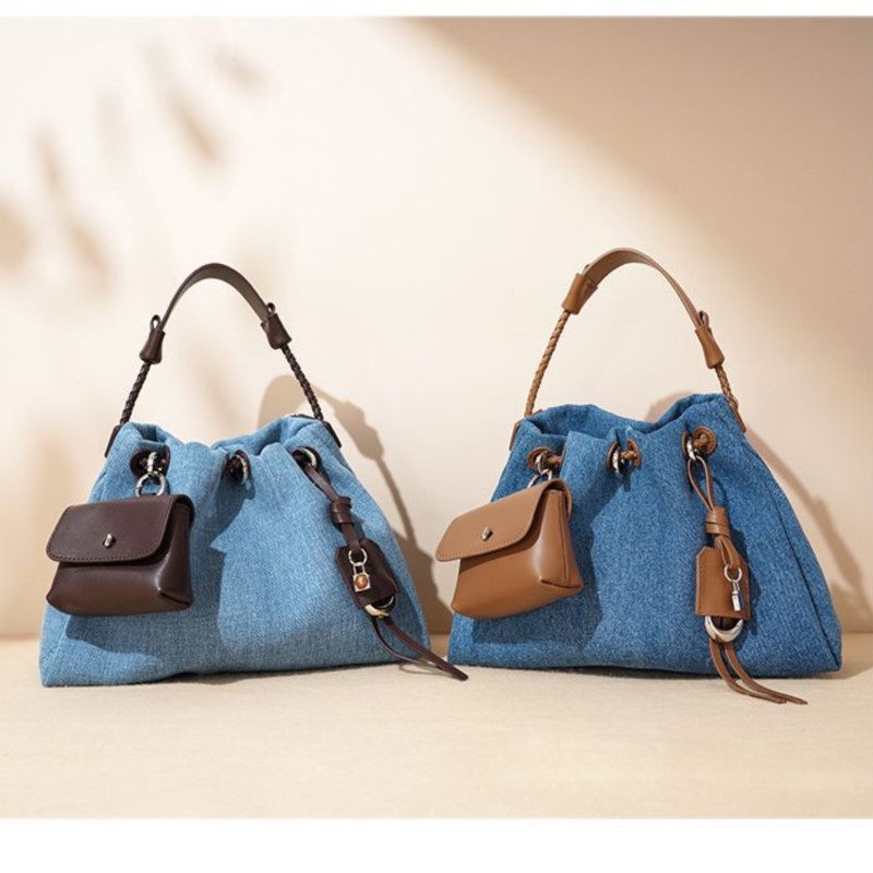 Luxury Y2K Bags - JIAERDI High Street Denim Eimer Tasche