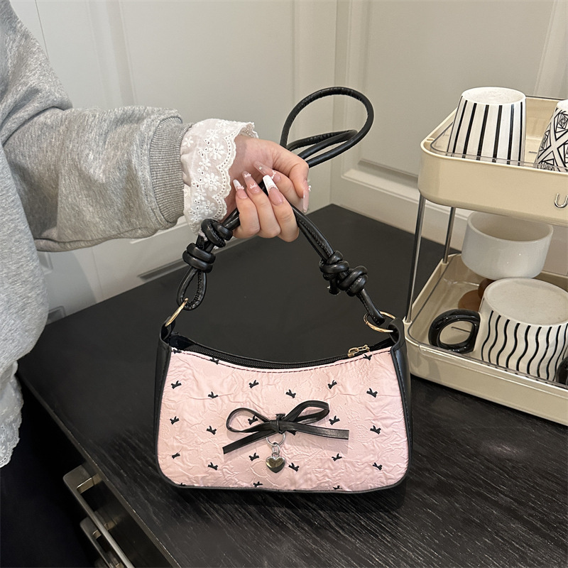 Luxury Y2K Bags - Y2k Pink Bow Armpit Bag für