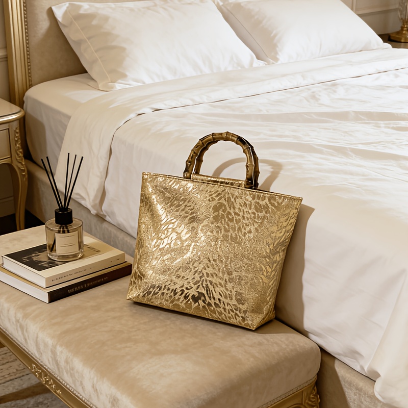 Luxury Bags Reseller - Leichte Luxus-Tragetasche aus goldfarbenem Jacquard mit