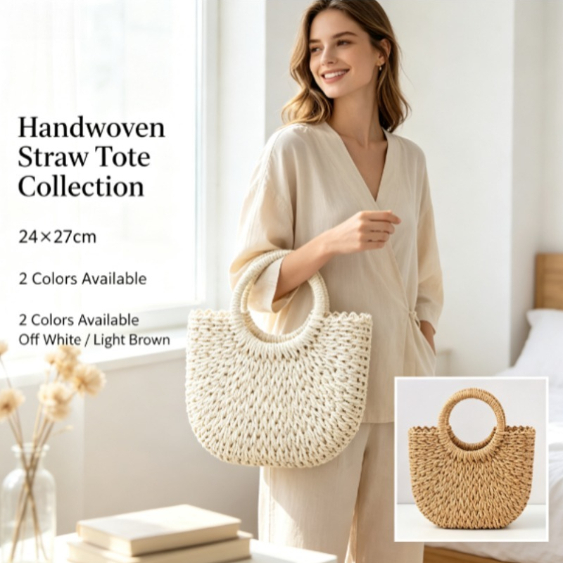 Luxury Bags 2026 - Böhmische Handgewebte Hohlmond-Öko-Tasche, Luxuriöse Vielseitige Crossbody-Handtasche,