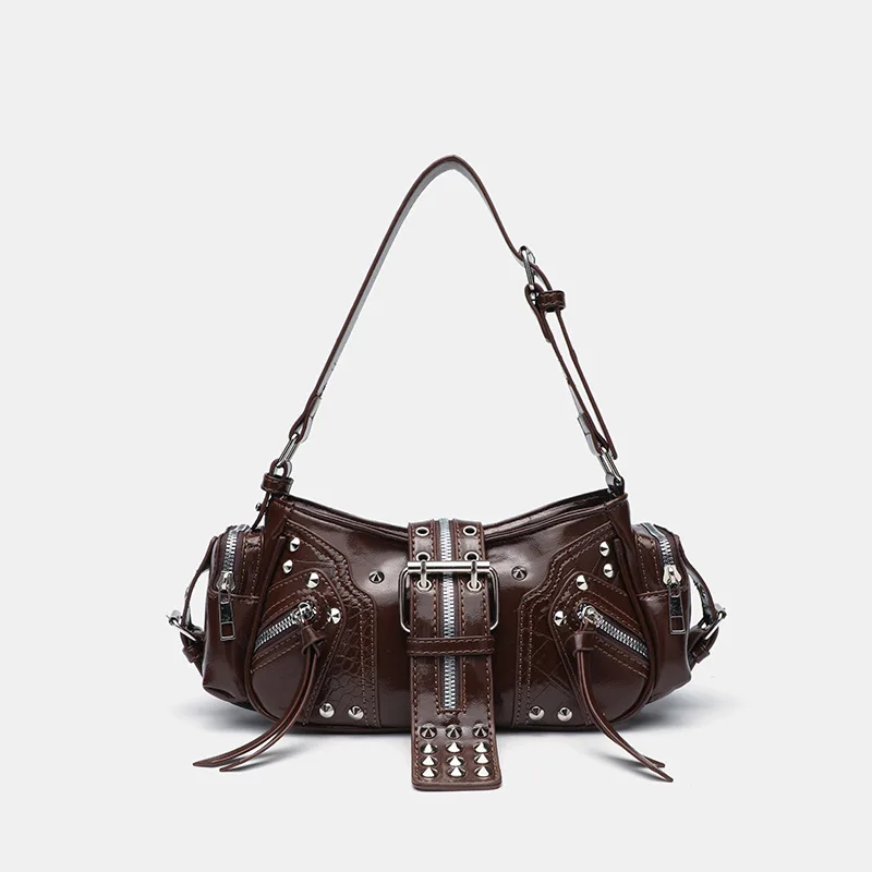 Luxury Y2K Bags - Gothic Nieten-Handtasche Gürteltasche Luxuriöse Schwarze Umhängetasche