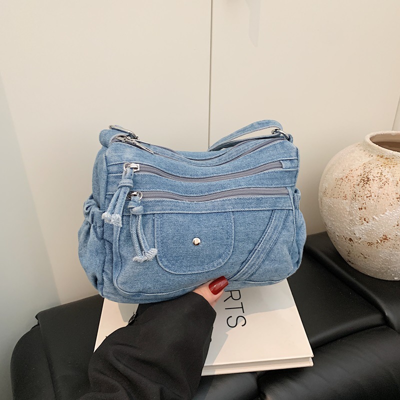 Street Style Retro Blaue Denim – Luxury Bags Vip Bewertung und Preis