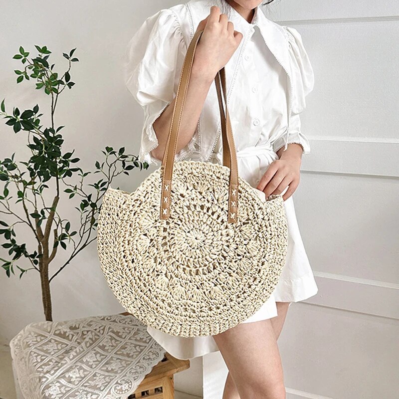 Sommer Runde Stroh Frauen Urla – Luxury Beach Bags Ysl Bewertung und Preis