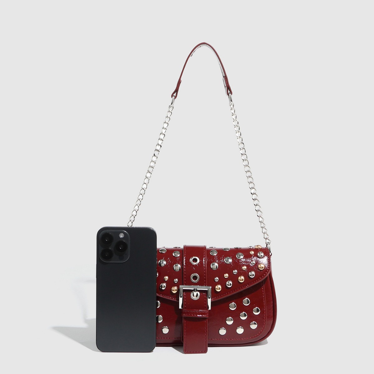 Nieten-Design, PU-Leder, Umhän – Luxury Y2K Bags Bewertung und Preis